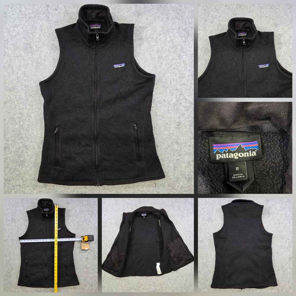 Patagonia Better Sweater Vest Womens Medium Black Full Zip Fleece Pockets 25887